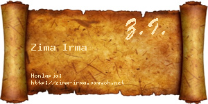Zima Irma névjegykártya